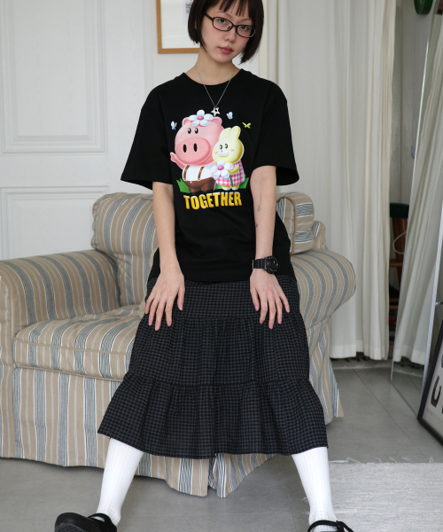 PigRabbit T-shirt [Black]