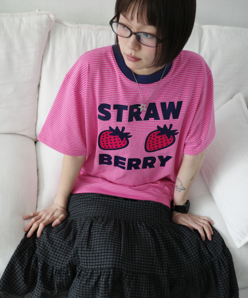Striped STRBR T-shirt [Pink]