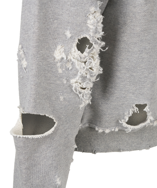 Distressed Hoodie ZipUp - Grey