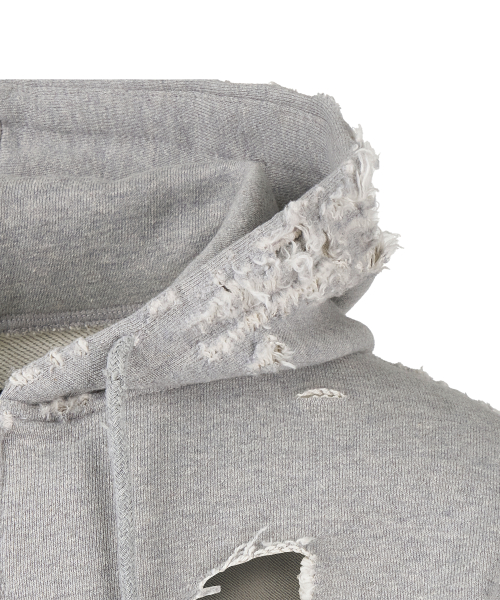 Distressed Hoodie ZipUp - Grey
