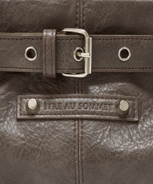 Belt Eyelet Strap Cross Mini Bag (Brown)