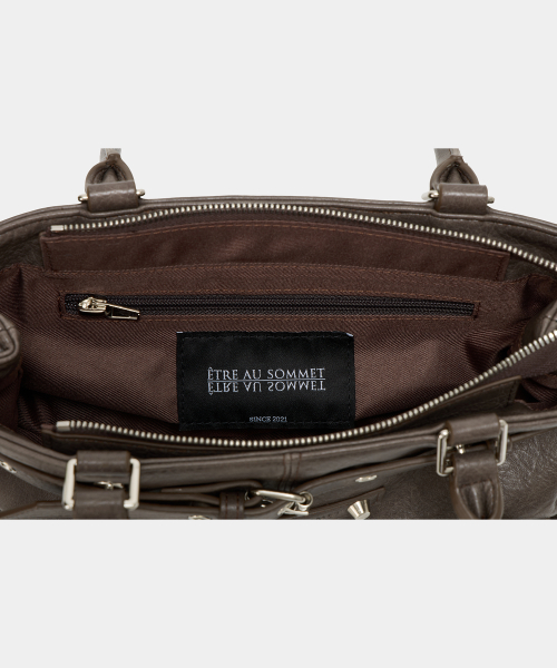 Belt Eyelet Strap Cross Mini Bag (Brown)