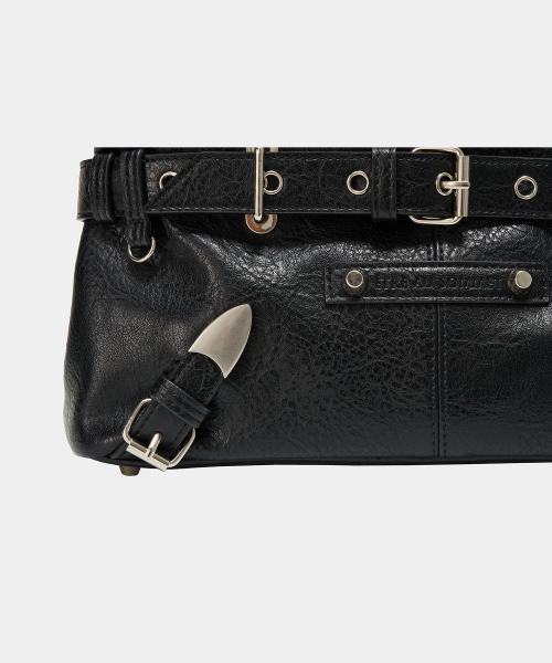 Belt Eyelet Strap Cross Mini Bag (Black)