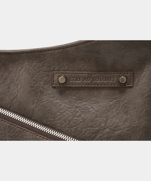 Strap Belt Eyelet Cross Big Bag (Brown)