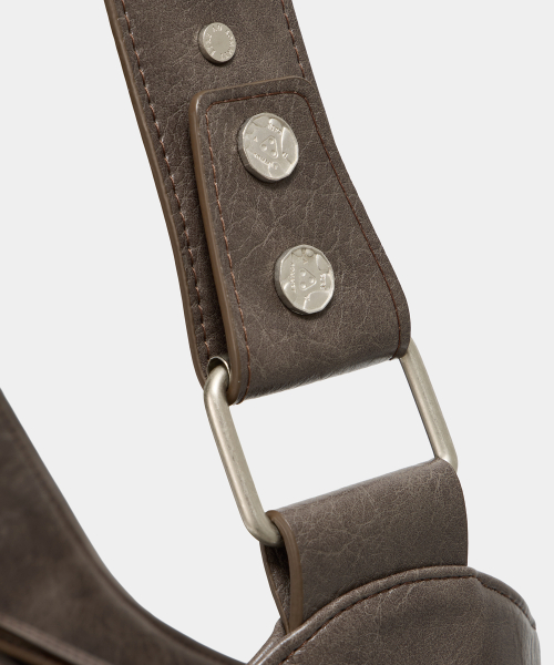 Strap Belt Eyelet Cross Big Bag (Brown)
