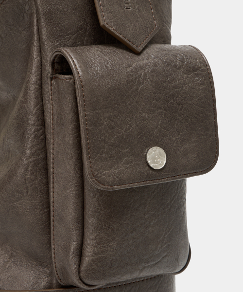 Strap Belt Eyelet Cross Big Bag (Brown)