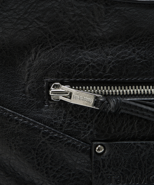 Strap Belt Eyelet Cross Big Bag (Black)