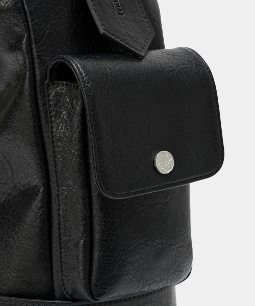 Strap Belt Eyelet Cross Big Bag (Black)