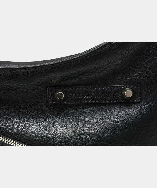 Strap Belt Eyelet Cross Big Bag (Black)