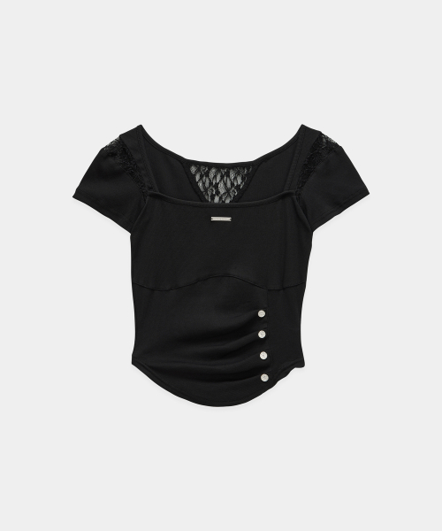 Bust Line Pintuck Detail Top (Black)
