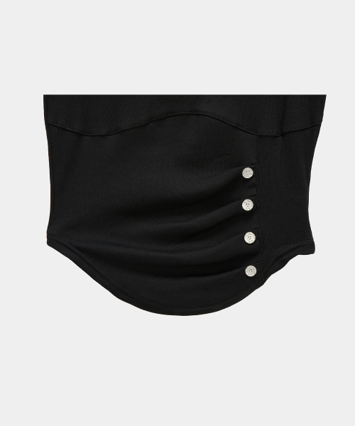 Bust Line Pintuck Detail Top (Black)