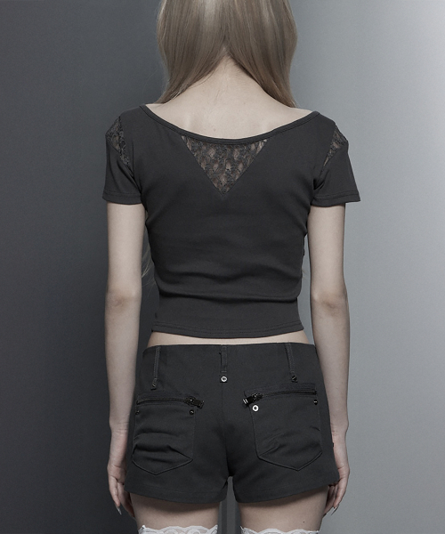 Bust Line Pintuck Detail Top (Dark Gray)