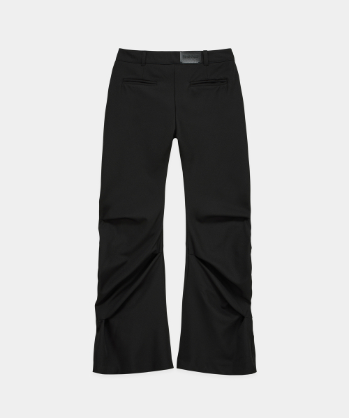 Side Double Lace-Up Bootcut Slacks (Black)