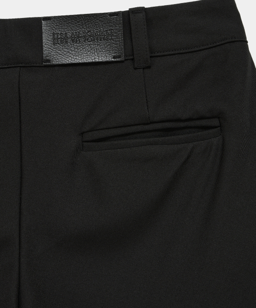 Side Double Lace-Up Bootcut Slacks (Black)