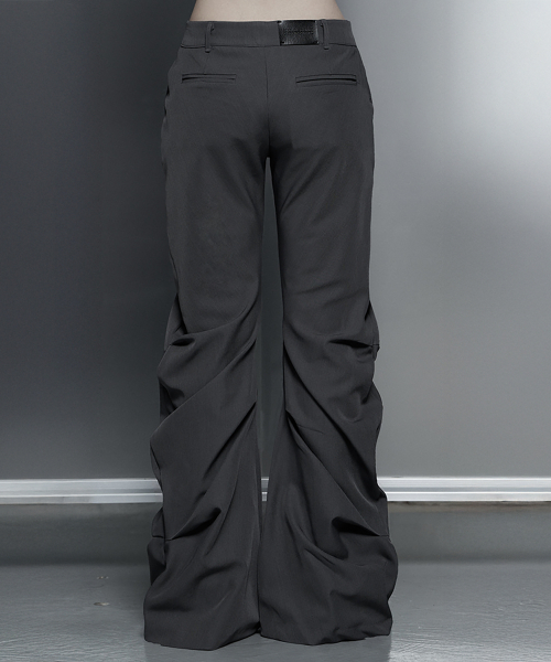 Side Double Lace-Up Bootcut Slacks (Gray)