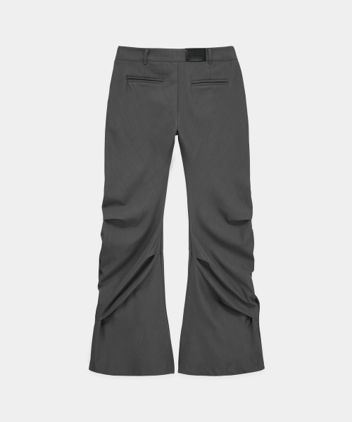 Side Double Lace-Up Bootcut Slacks (Gray)