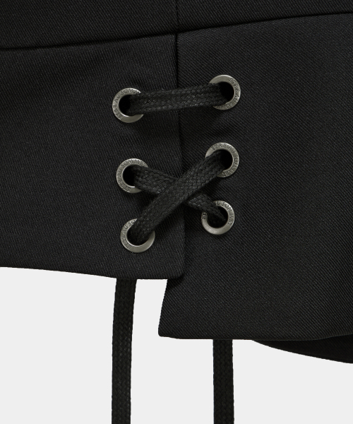Cropped Short Sleeve Tailored Jacket (Black)