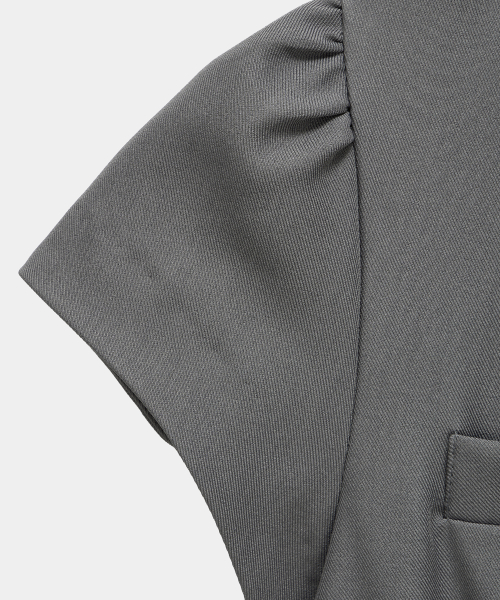 Cropped Short Sleeve Tailored Jacket (Dark Gray)