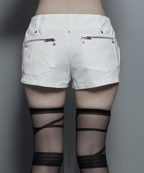 Napoleon Diagonal zipper short pants (White)