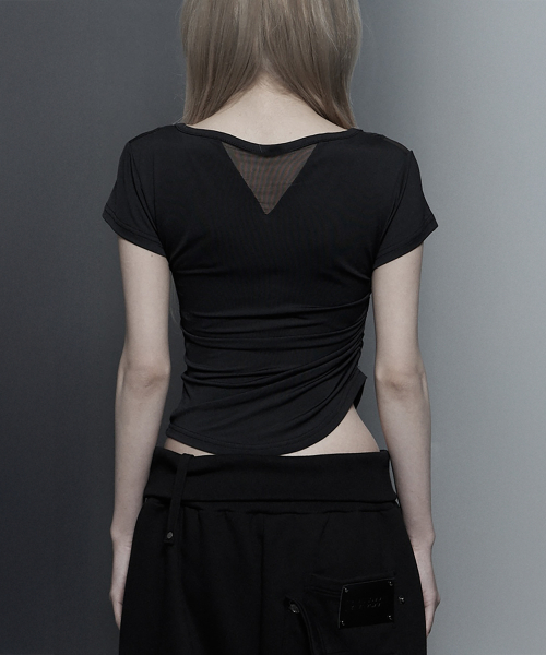Modern Square Shirring Tee (Black)