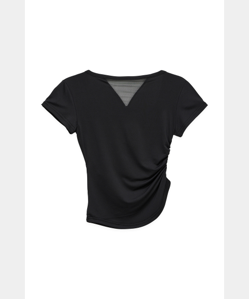 Modern Square Shirring Tee (Black)
