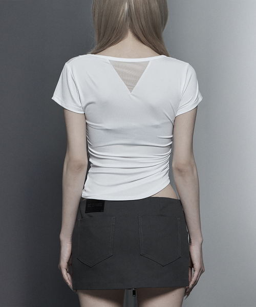 Modern Square Shirring Tee (White)