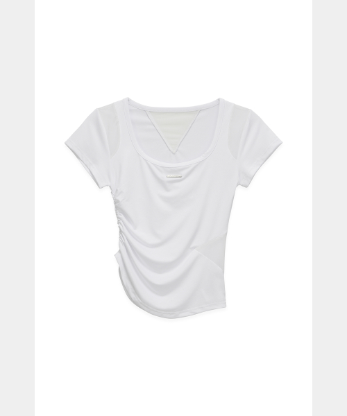 Modern Square Shirring Tee (White)