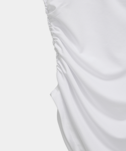 Modern Square Shirring Tee (White)