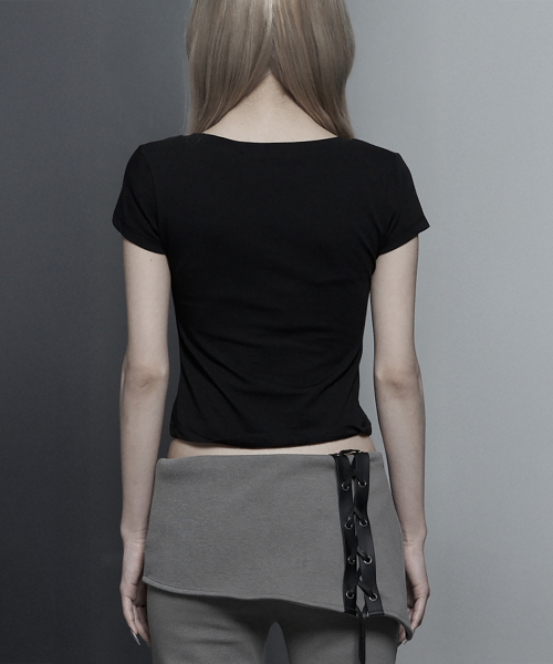 Dart Line V-Neck Slim Top (Black)
