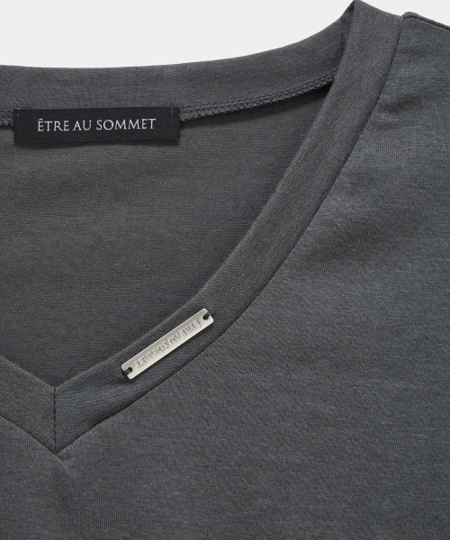 Dart Line V-Neck Slim Top (Dark Gray)