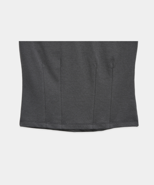 Dart Line V-Neck Slim Top (Dark Gray)
