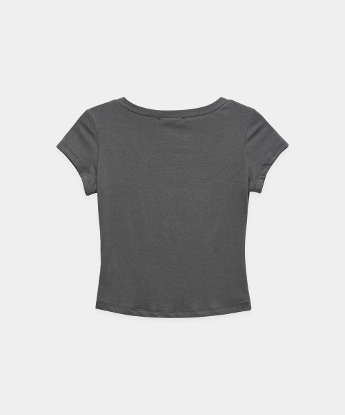 Dart Line V-Neck Slim Top (Dark Gray)