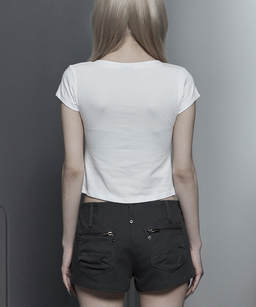 Dart Line V-Neck Slim Top (White)
