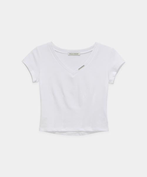Dart Line V-Neck Slim Top (White)