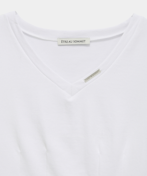 Dart Line V-Neck Slim Top (White)