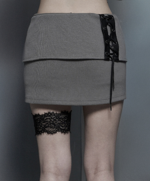 Lace-Up Mini Skirt Pants (Mocha)