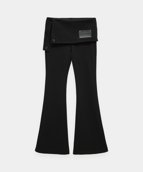 Lace-Up Side Slit Bootcut Pants (Black)