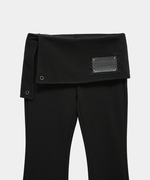 Lace-Up Side Slit Bootcut Pants (Black)