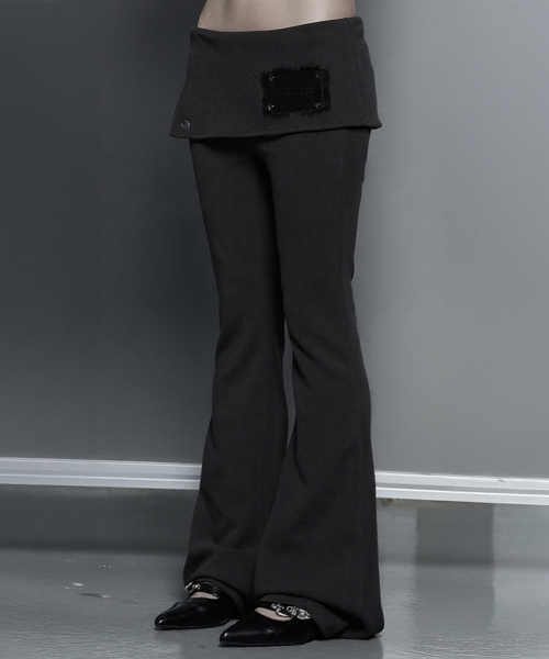 Lace-Up Side Slit Bootcut Pants (Charcoal)