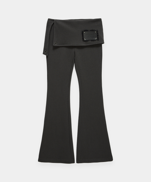 Lace-Up Side Slit Bootcut Pants (Charcoal)