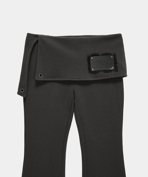 Lace-Up Side Slit Bootcut Pants (Charcoal)