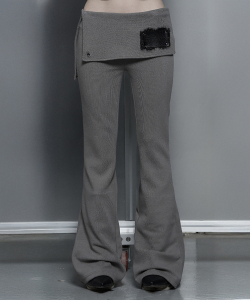 Lace-Up Side Slit Bootcut Pants (Mocha)