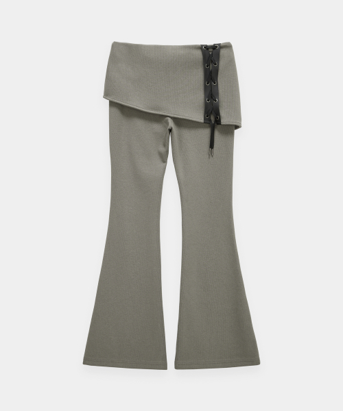 Lace-Up Side Slit Bootcut Pants (Mocha)