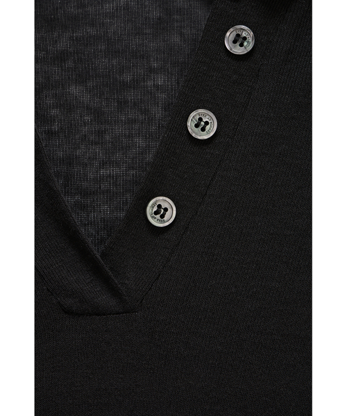 Rib Collar tattoo Long Sleeve Top (Black)