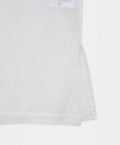 Rib Collar tattoo Long Sleeve Top (White)