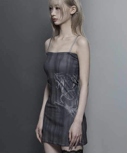 Side Cut-Out Mini One-Piece (Charcoal)