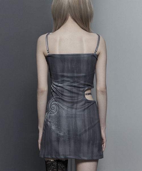 Side Cut-Out Mini One-Piece (Charcoal)