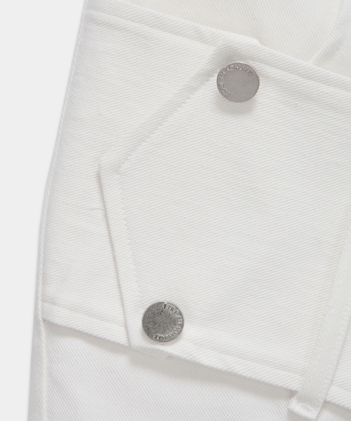 Front Zipper Belt Detail Mini Skirt (White)