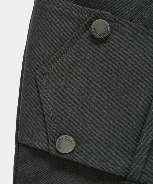 Front Zip Belt Detail Mini Skirt (Dark Gray)