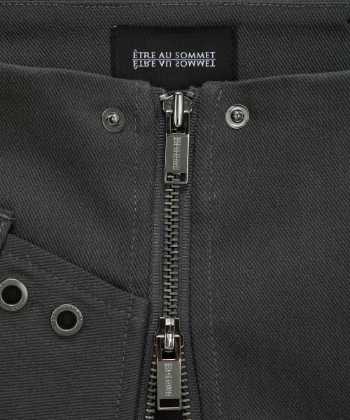 Front Zip Belt Detail Mini Skirt (Dark Gray)
